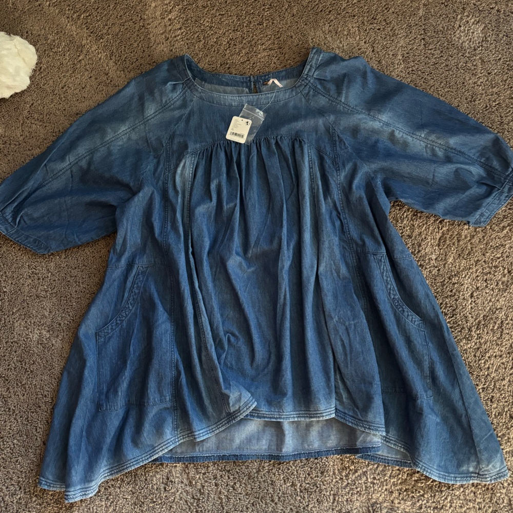 Free peoples memories of you denim tunic top nwt